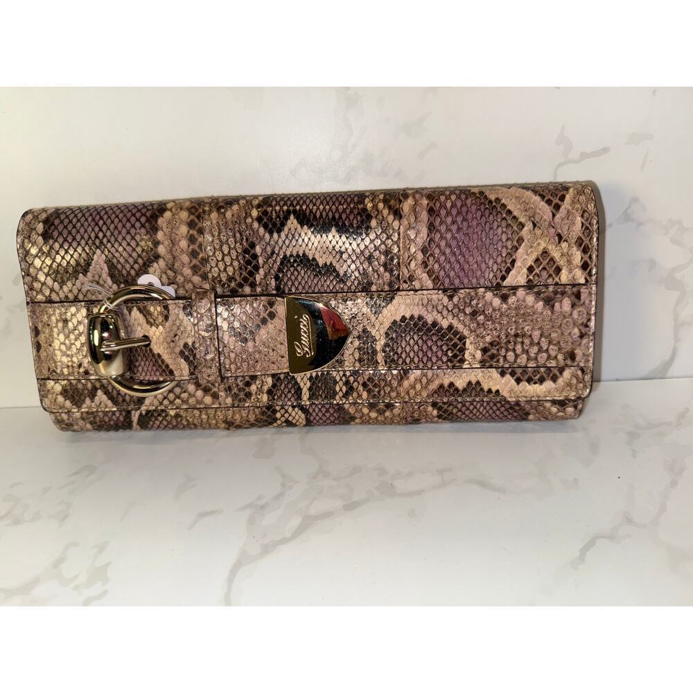 Gucci Python Continental Wallet With Horsebit Det… - image 1